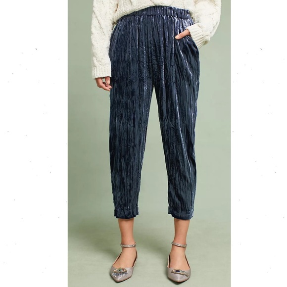 Anthropologie Pants - Anthropologie Velvet Cropped Pants ett:twa Blue XL
